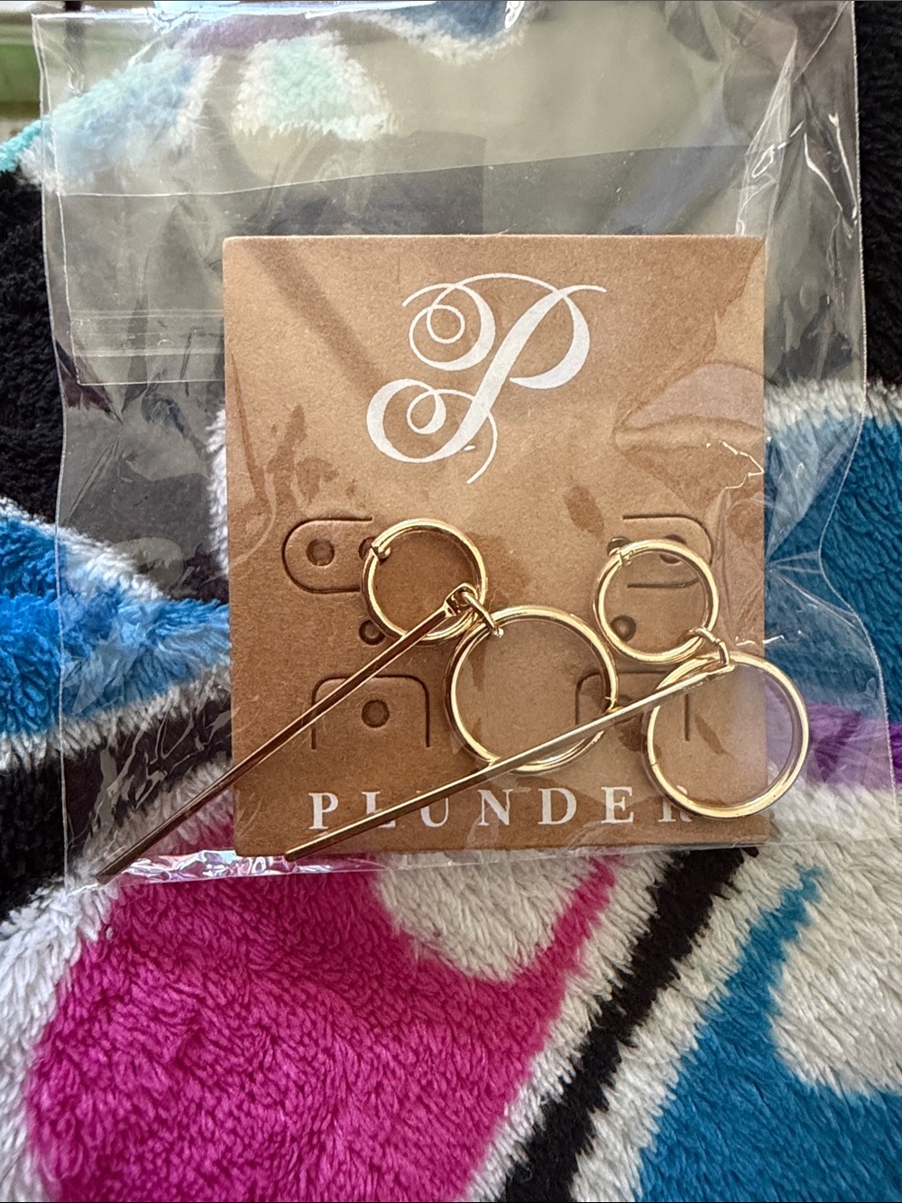 Plunder Gold Tone Circular Key earrings